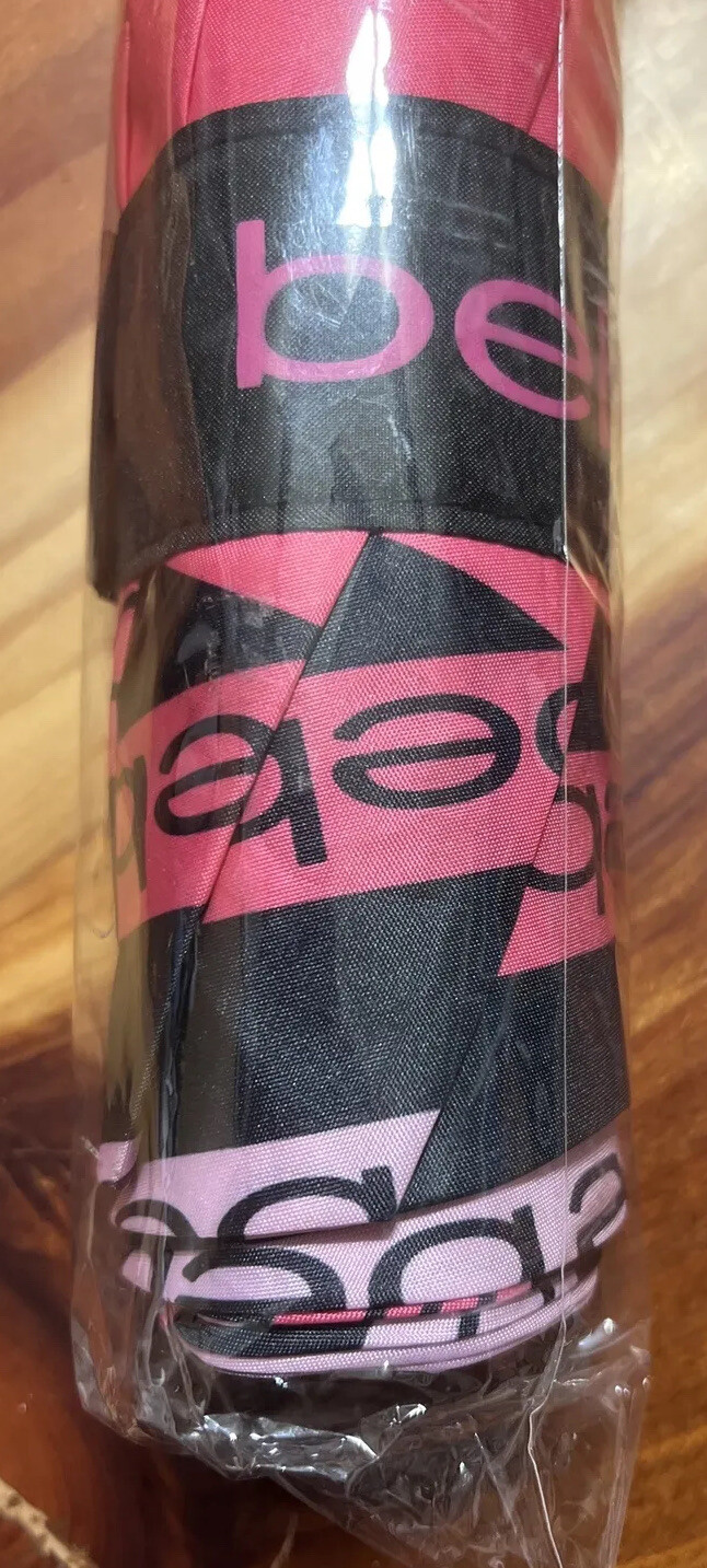 BEBE Designer Umbrella Easy Auto-Opens Pink & Black NWT MSRP $40