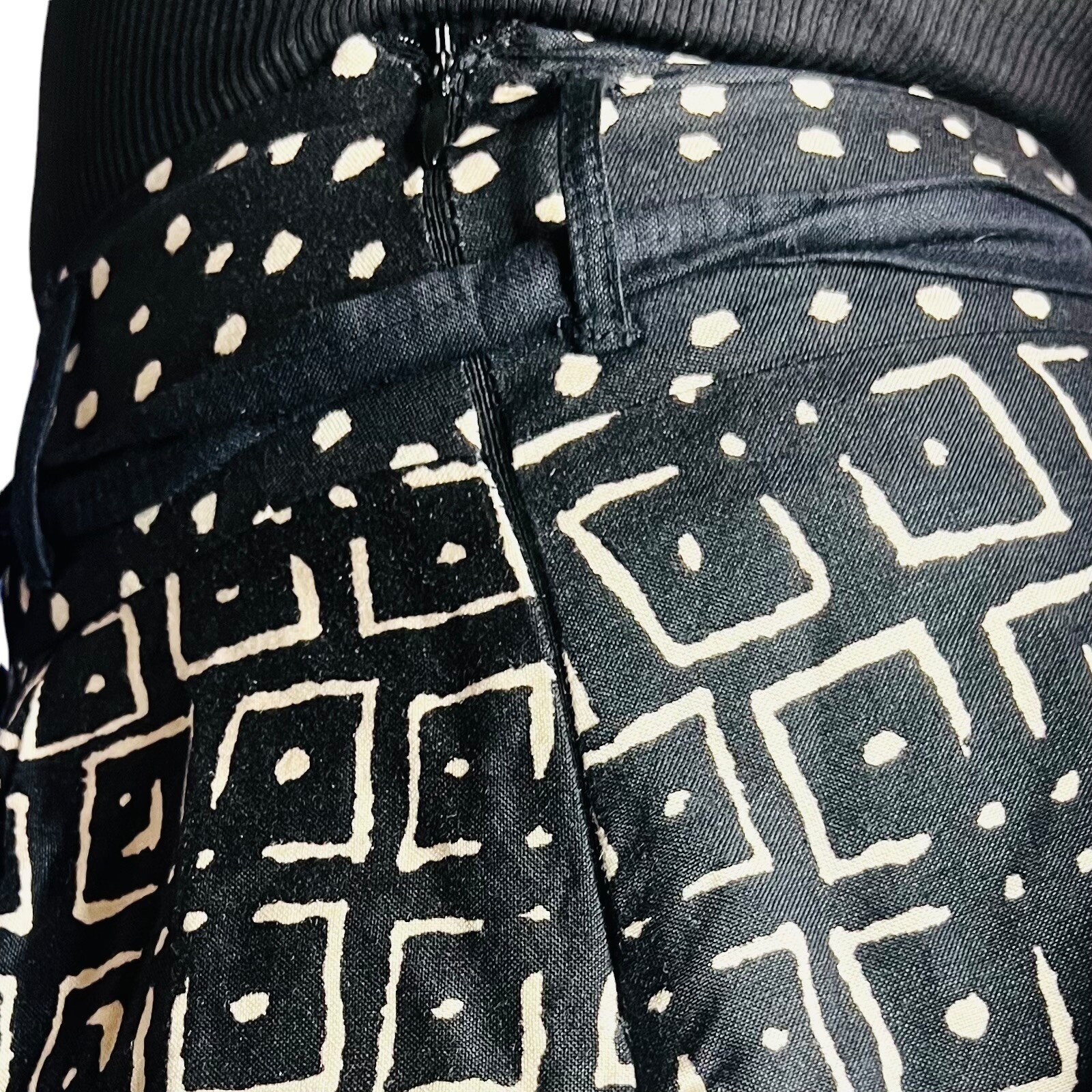 Black & Ivory Abstract Patterns Women Midi Skirt