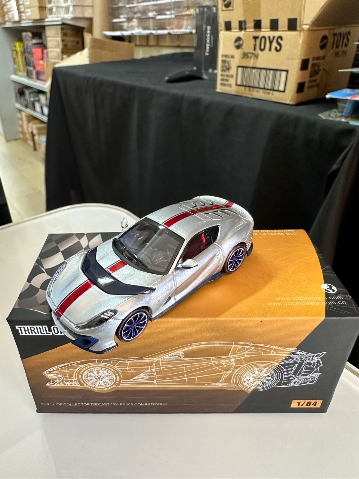 FERRARI 812 COMPETIZIONE SANU SILVER 1/64 DIECAST CAR BY THRILL OF COLLECTOR TOC