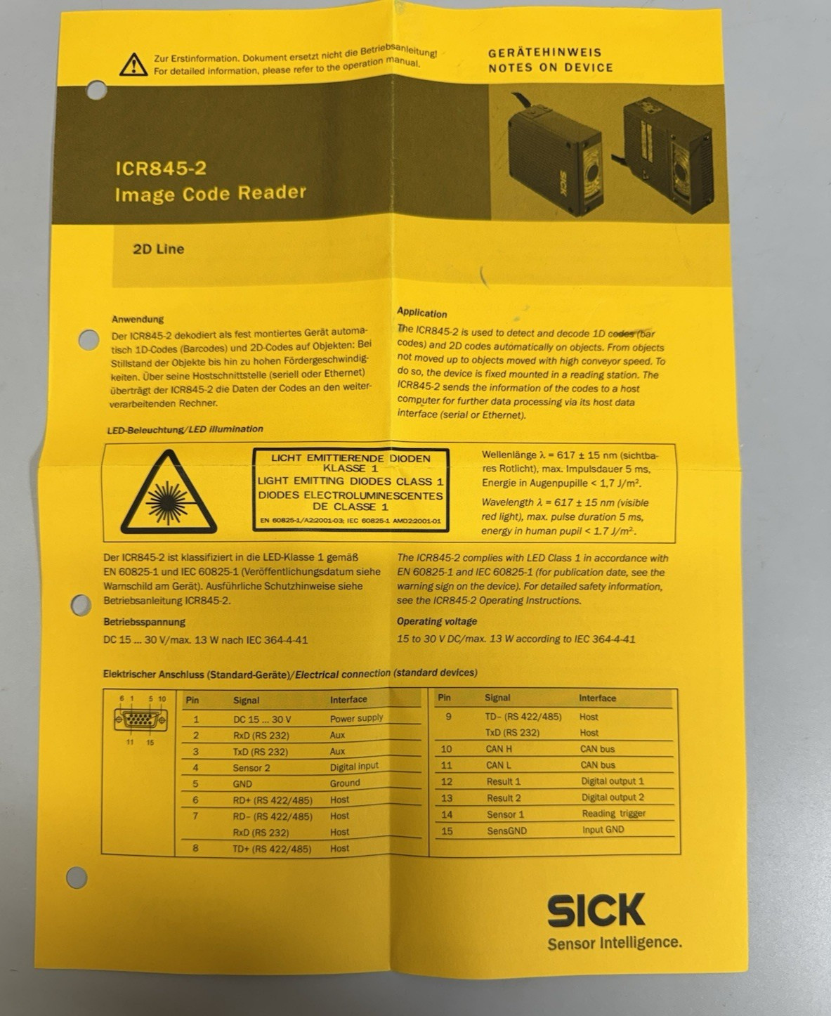 SICK ICR845-2E0020 Industrial Barcode Scanner Vision Sensor Ethernet Open Box