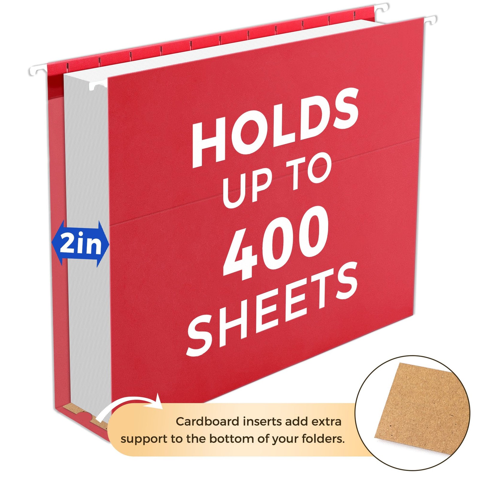 Hanging File Folders Extra Capacity 2 Inch Expansion Assorted 25 Pack