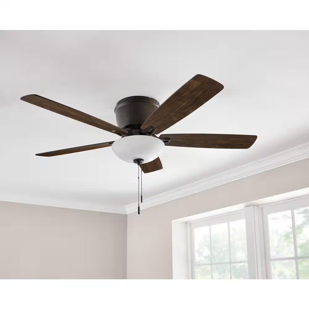 Melrose 52 In. Indoor LED Hugger Bronze Dry Rated Ceiling Fan with Light Kit and