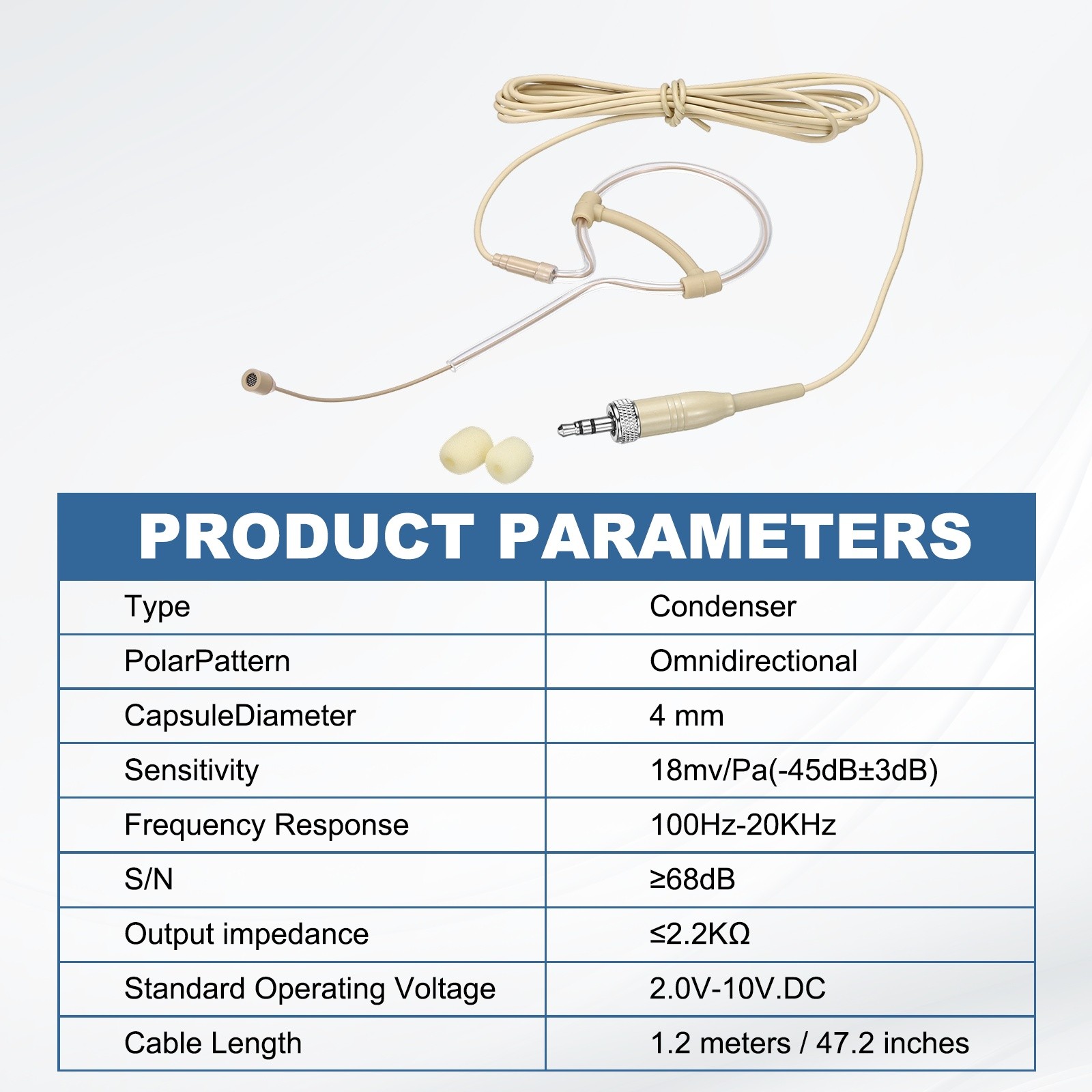 Ear Hook Microphone, Single Ear Headset with Mini XLR 4 Pin TA4F Plug, Black