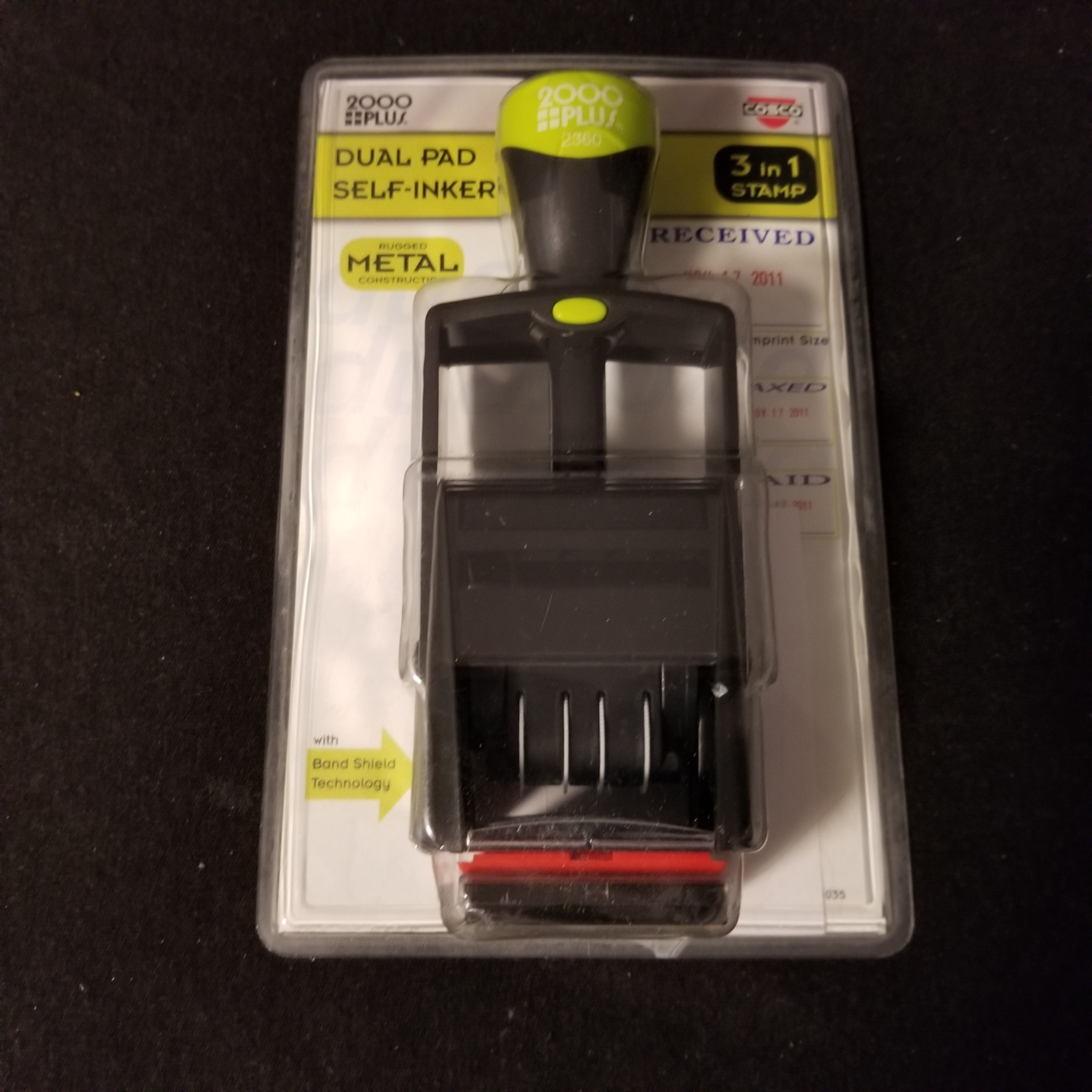 Cosco 2000 PLUS - 3 in 1 Date Message Stamp #011035: Received / Faxed / Paid