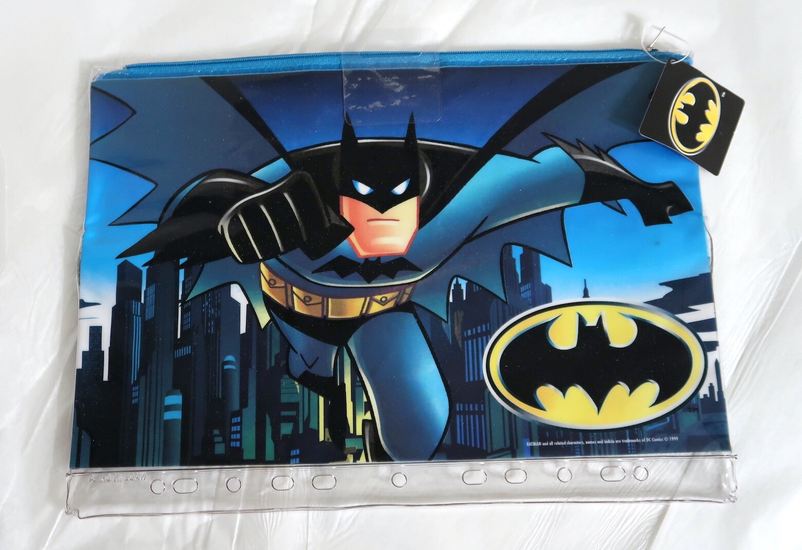 BATMAN Animated Vinyl School Supplies Pouch Case w/Tags ©1999 UNUSED/EXC Cond