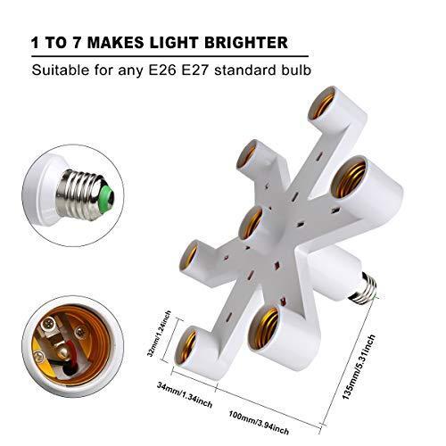 8T8 E26 E27 7 in 1 LED Light Bulbs Socket Adapter Splitter, Standard Lamp Holder
