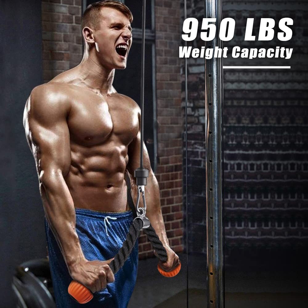 Tricep Rope Cable Machines Attachments for Gym, Universal Tricep Pull Down Ro...