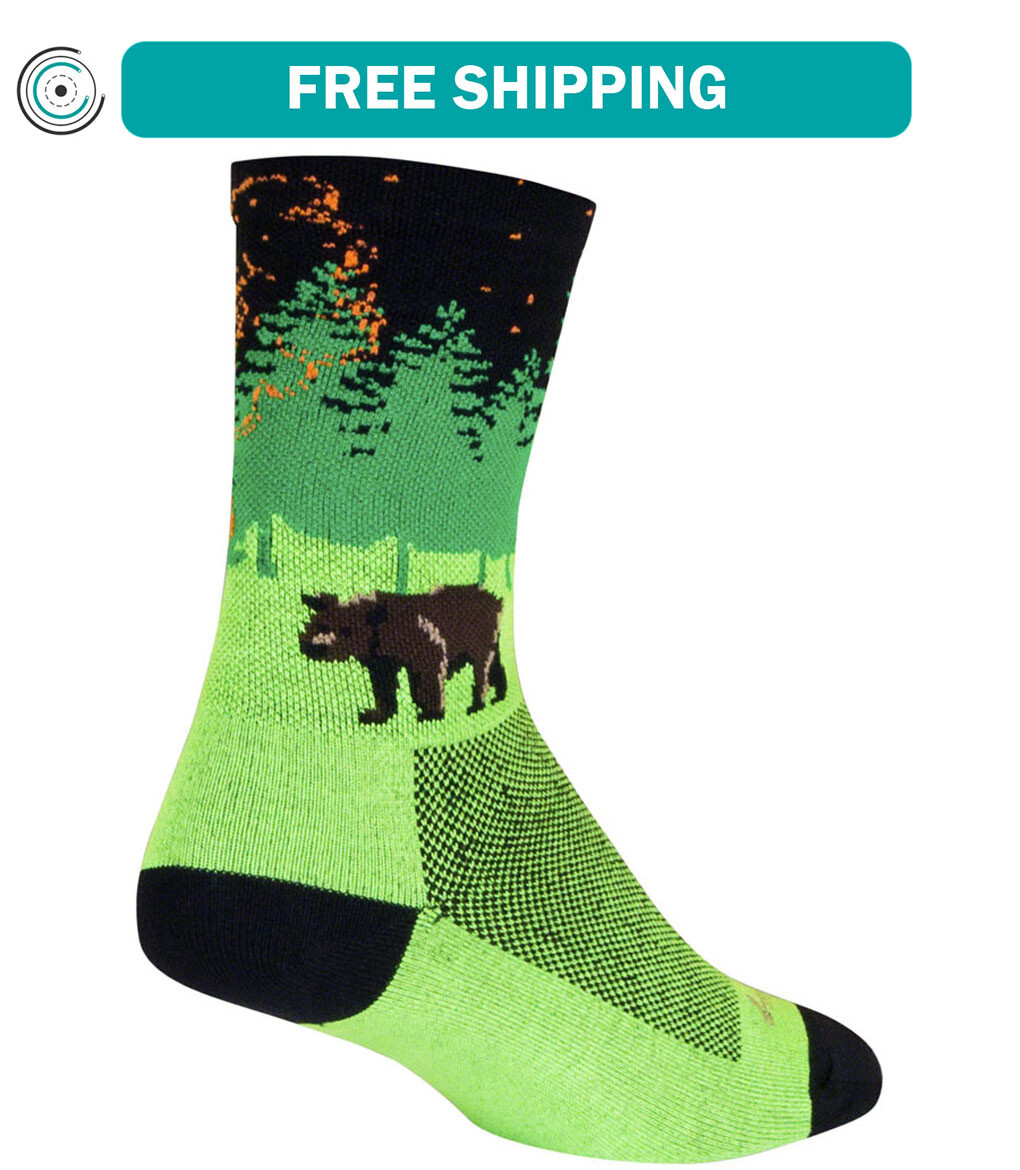 SockGuy Off the Grid Crew Socks - 6 inch, Green/Black/Brown, Small/Medium