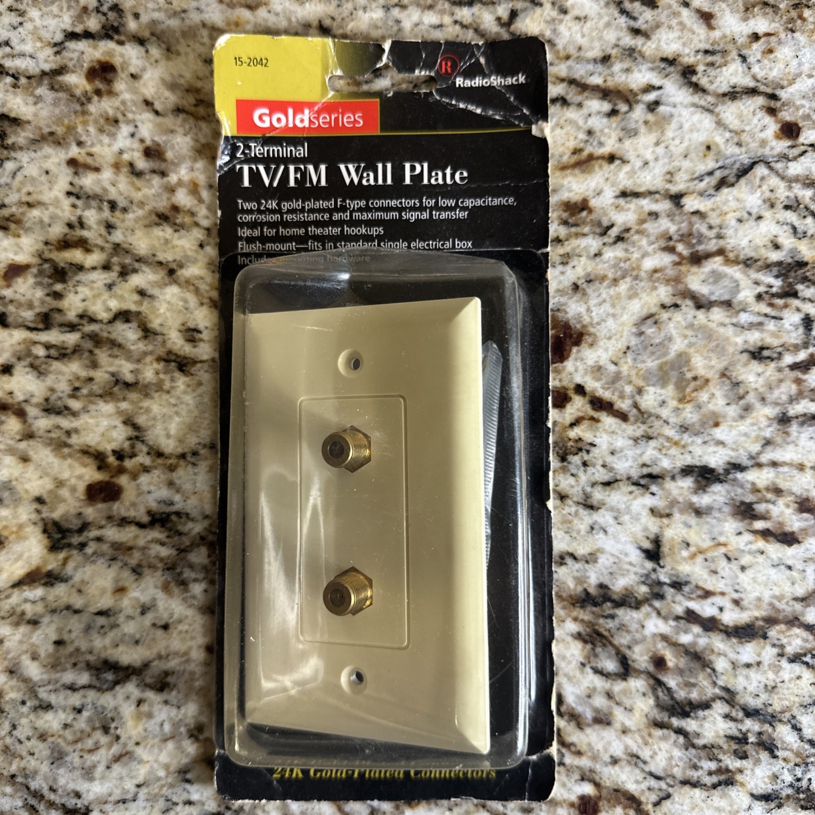 Radio Shack F-Type Dual Port TV Coaxial Coax RG6 RG59 Wall Plate Gold Plated