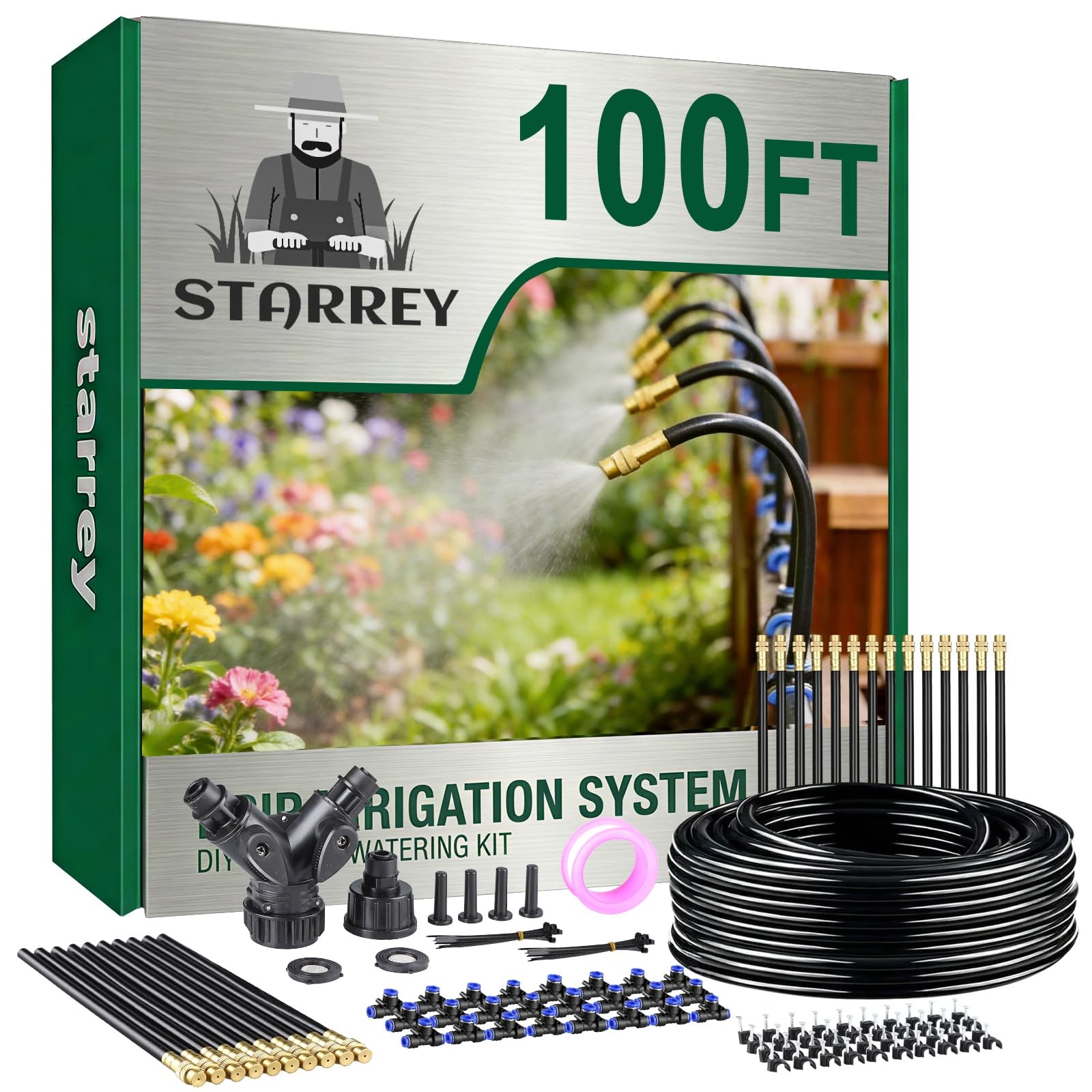 Drip Irrigation System, 2026-Upgrade 100Ft 1/4" Garden 100FT/24pcs