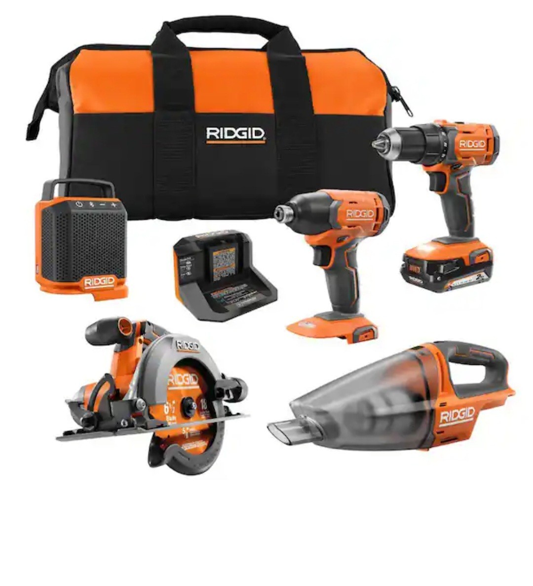 18V Cordless 6-Tool Combo Kit with 2.0 Ah Battery, Charger, and Tool Bag