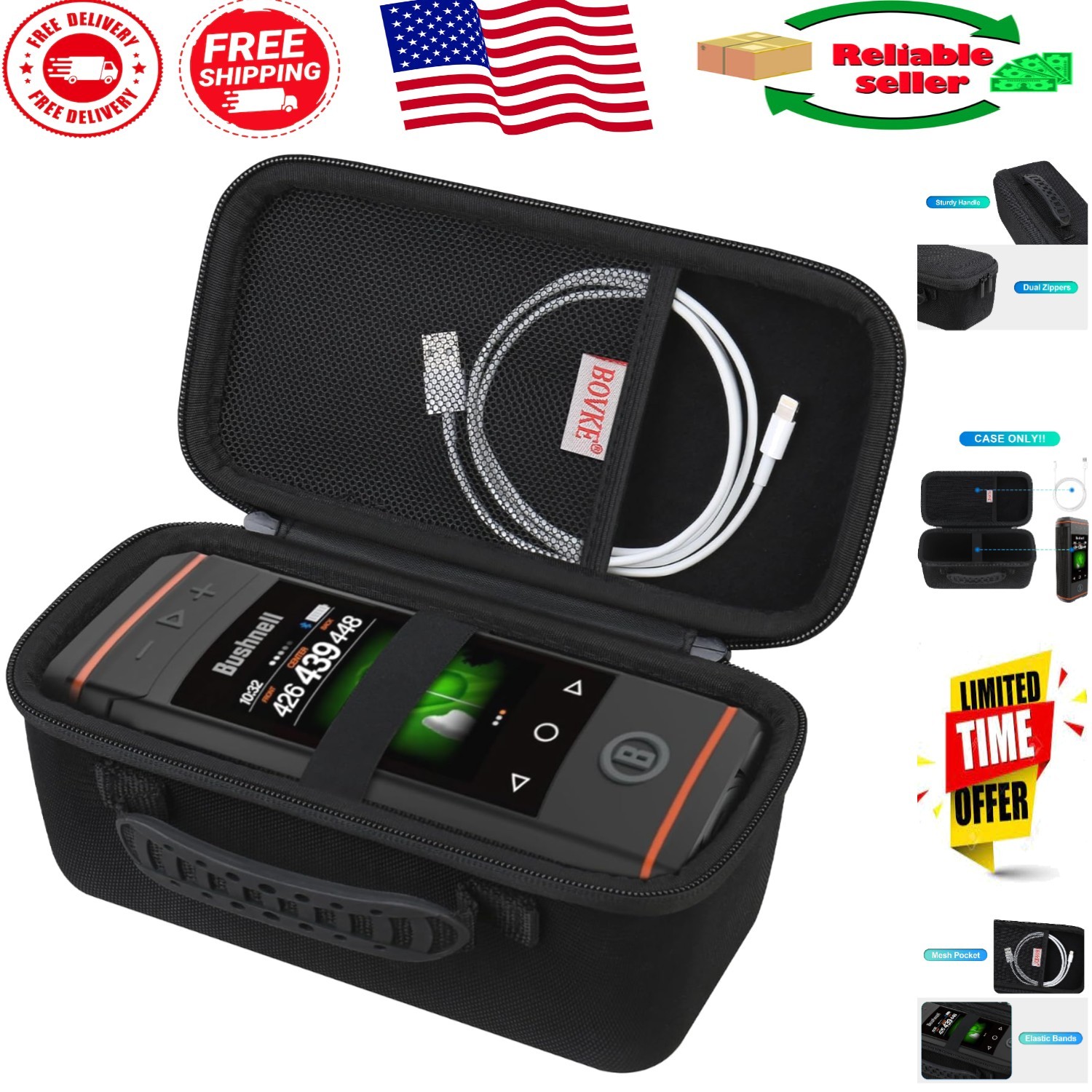Water-Resistant Travel Bag for Bushnell Golf Wingman HD GPS Speaker & Organizers