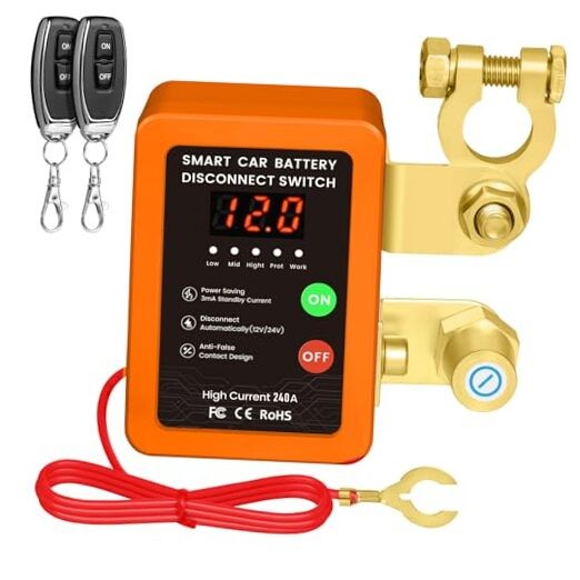 Kill Switch for Car - 12V Remote Battery Disconnect Switch Smart Orange Led