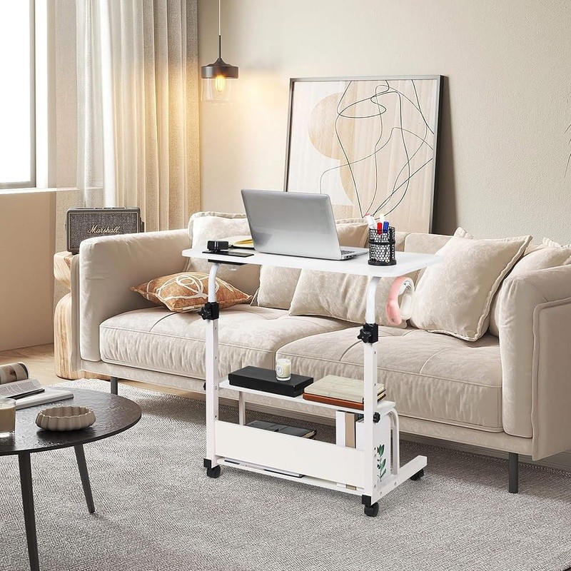 Adjustable Height Small Computer Desk Mobile Rolling Laptop Workstation New