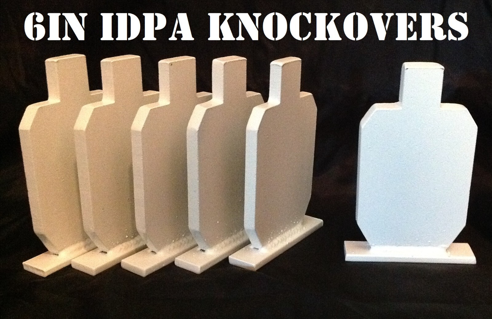 6in Tall IDPA 3/8" Mild Steel Shooting Targets - Pistol/22LR 6pc Knockover Set