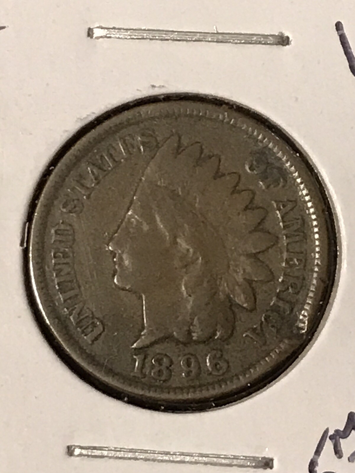 1896 Indian Head Cent      Details-Rim Ding Obverse