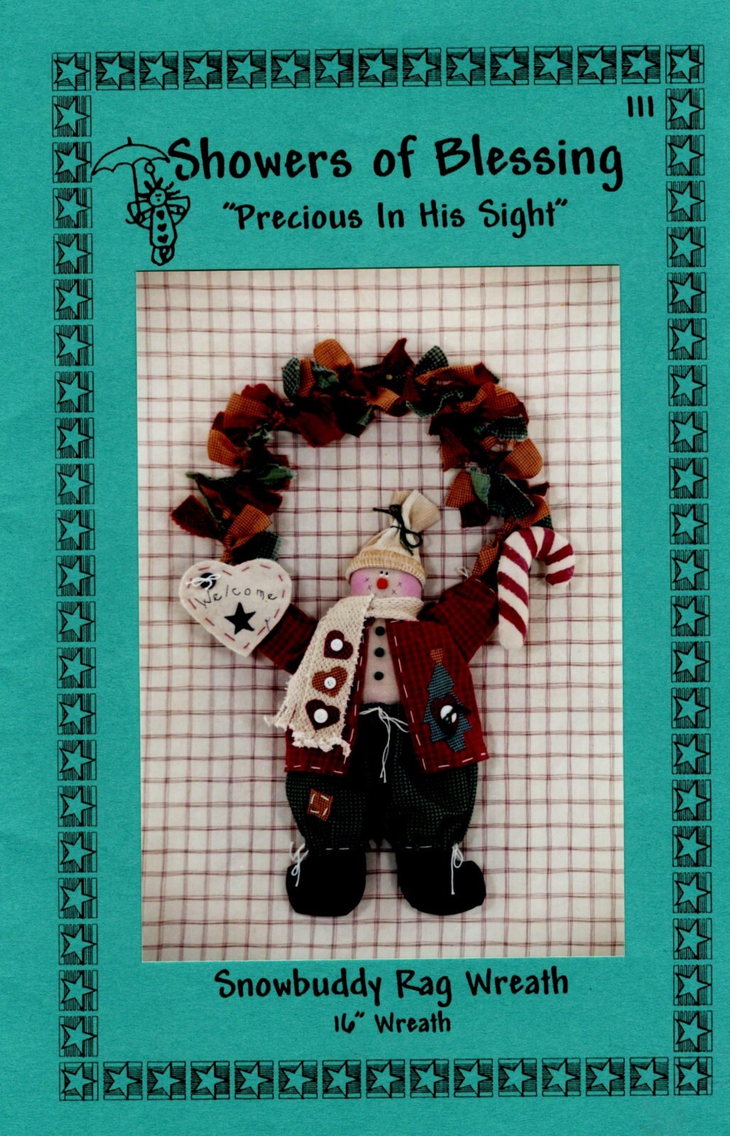 Snowbuddy Rag Wreath Christmas Craft Pattern by Showers of Blessing 111