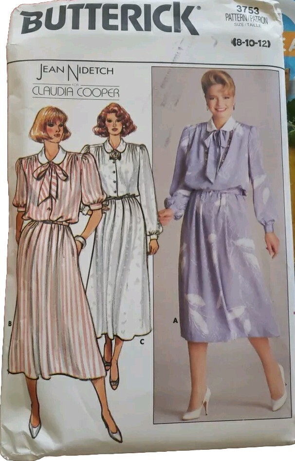 VTG Butterick Pattern 3753 Dress Misses Size 14-18 Jean Nidetch Claudia Cooper