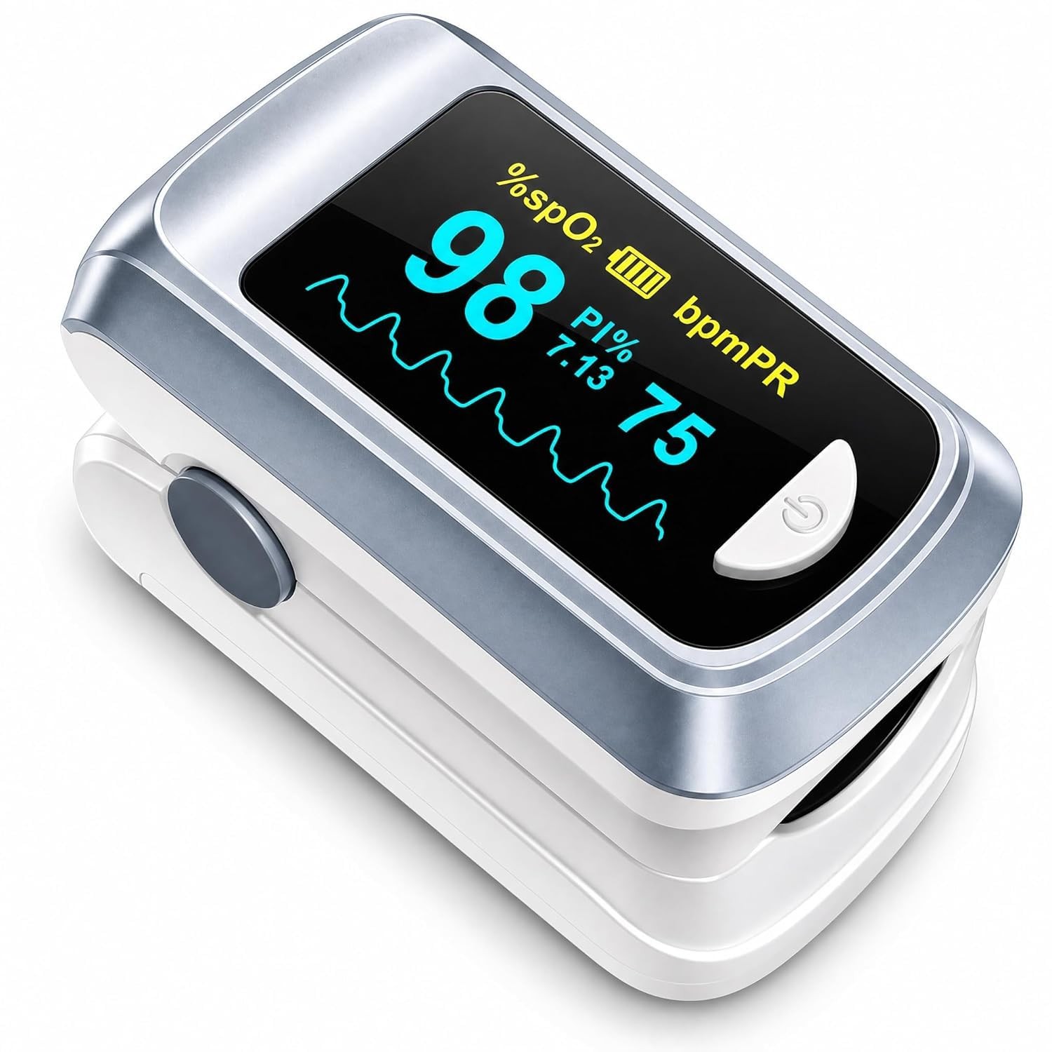 Fingertip Pulse Oximeter Blood Oxygen 2.25 x 1.2 x 1.25 inches, gray