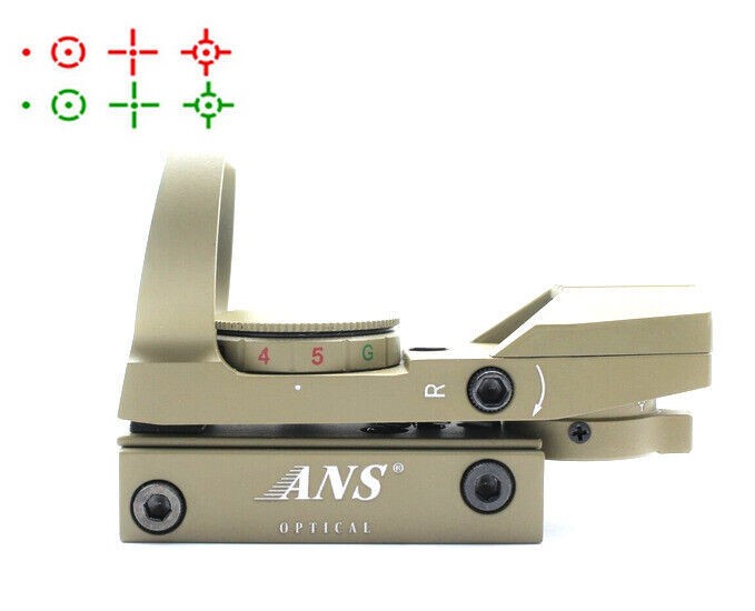 ANS Tactical Holographic Reflex Sight Red - Green 4 Reticles with Rail Mount