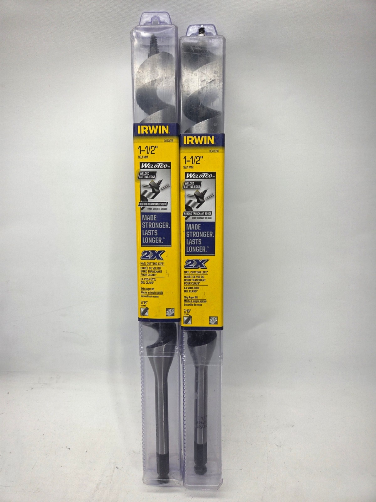 2 pack Irwin Tools IRWIN WeldTec Auger Wood Drill Bit 1-1/2" X 17" (3043016)