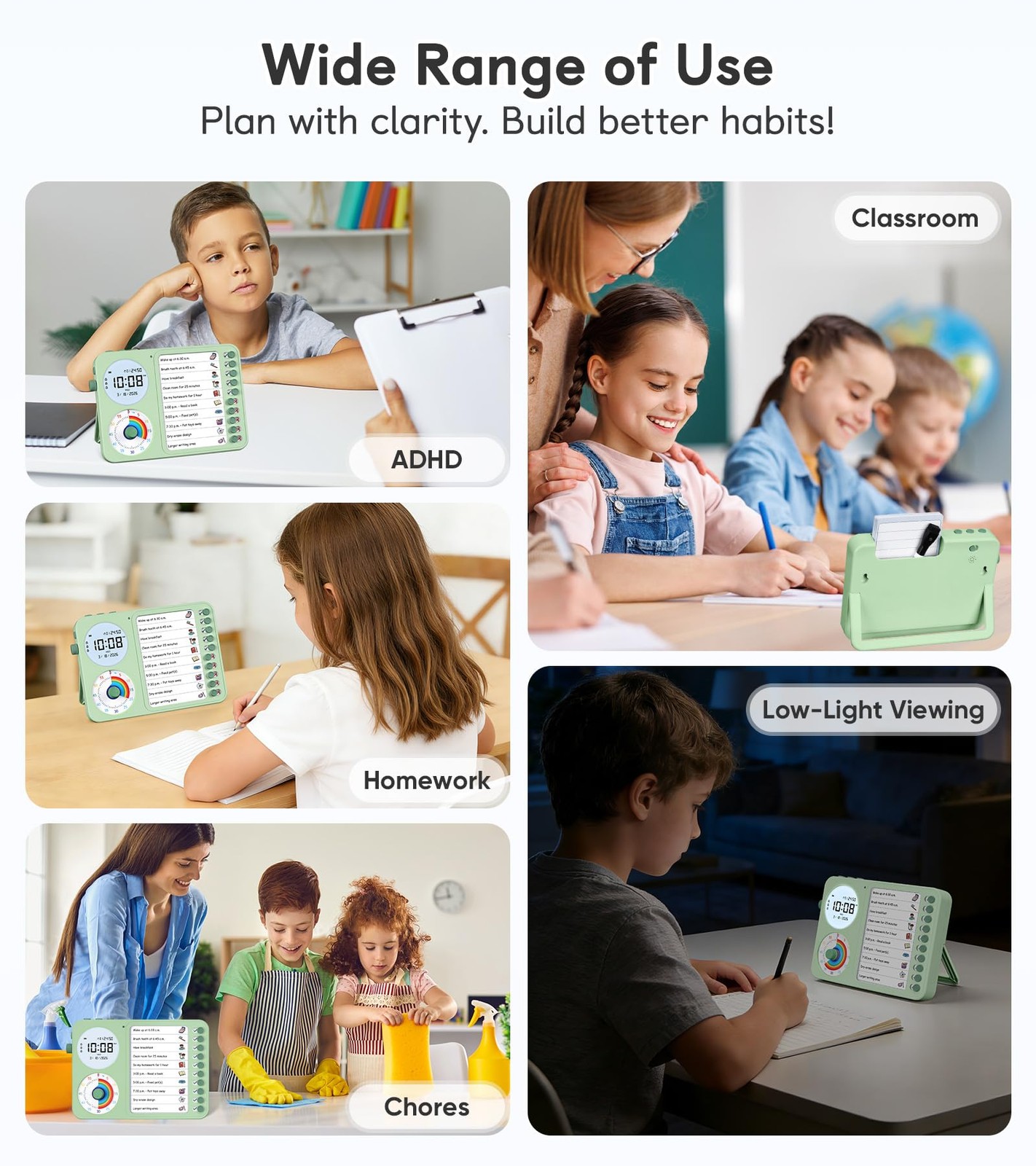 3-in-1 Visual Timer & ADHD Tool for Kids and Adults – Task Timer with Chore C...