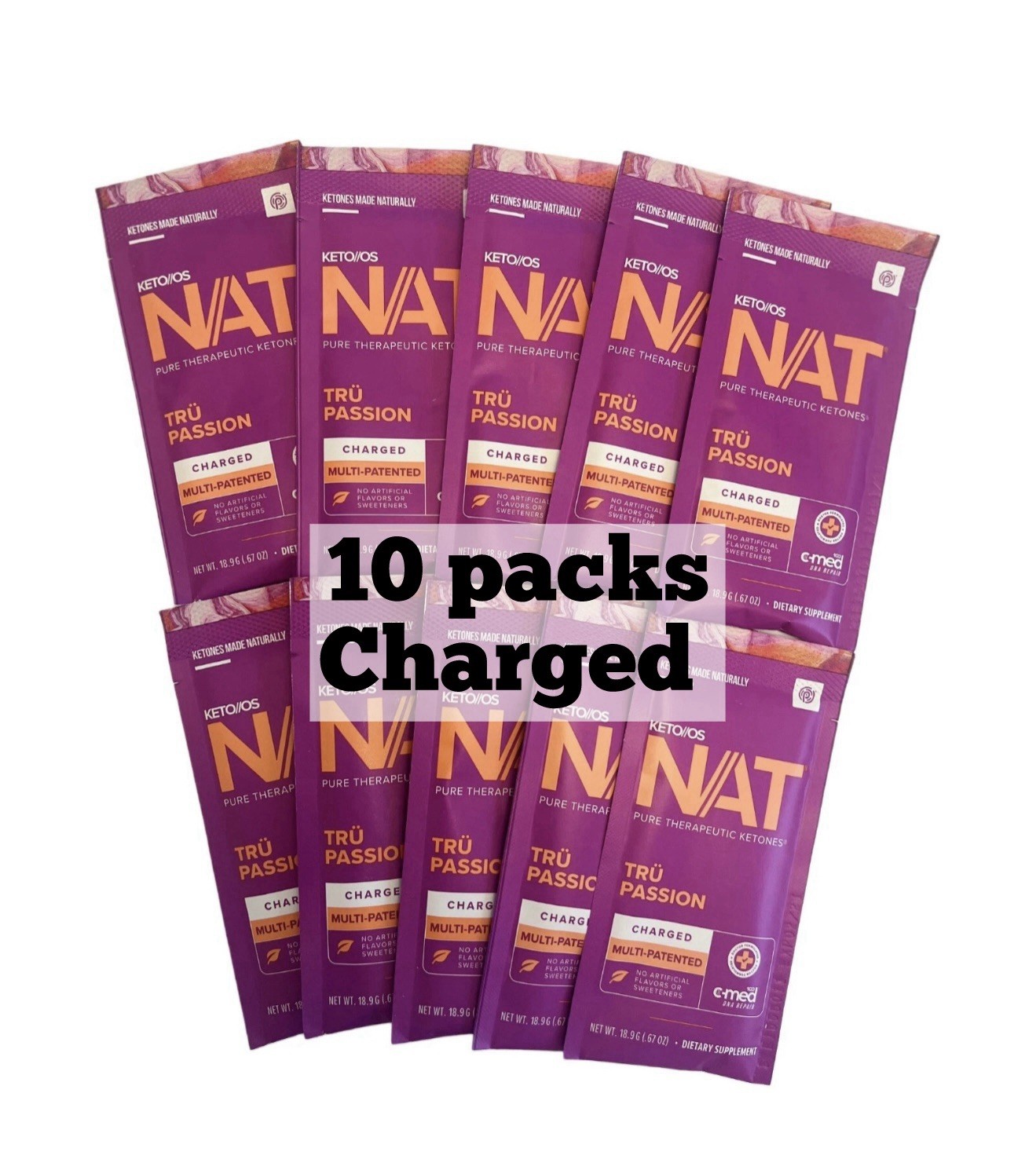 Prüvit Ketones NAT 10 Packets Charged  TRU PASSION/ FREE SHIPPING exp 05/26