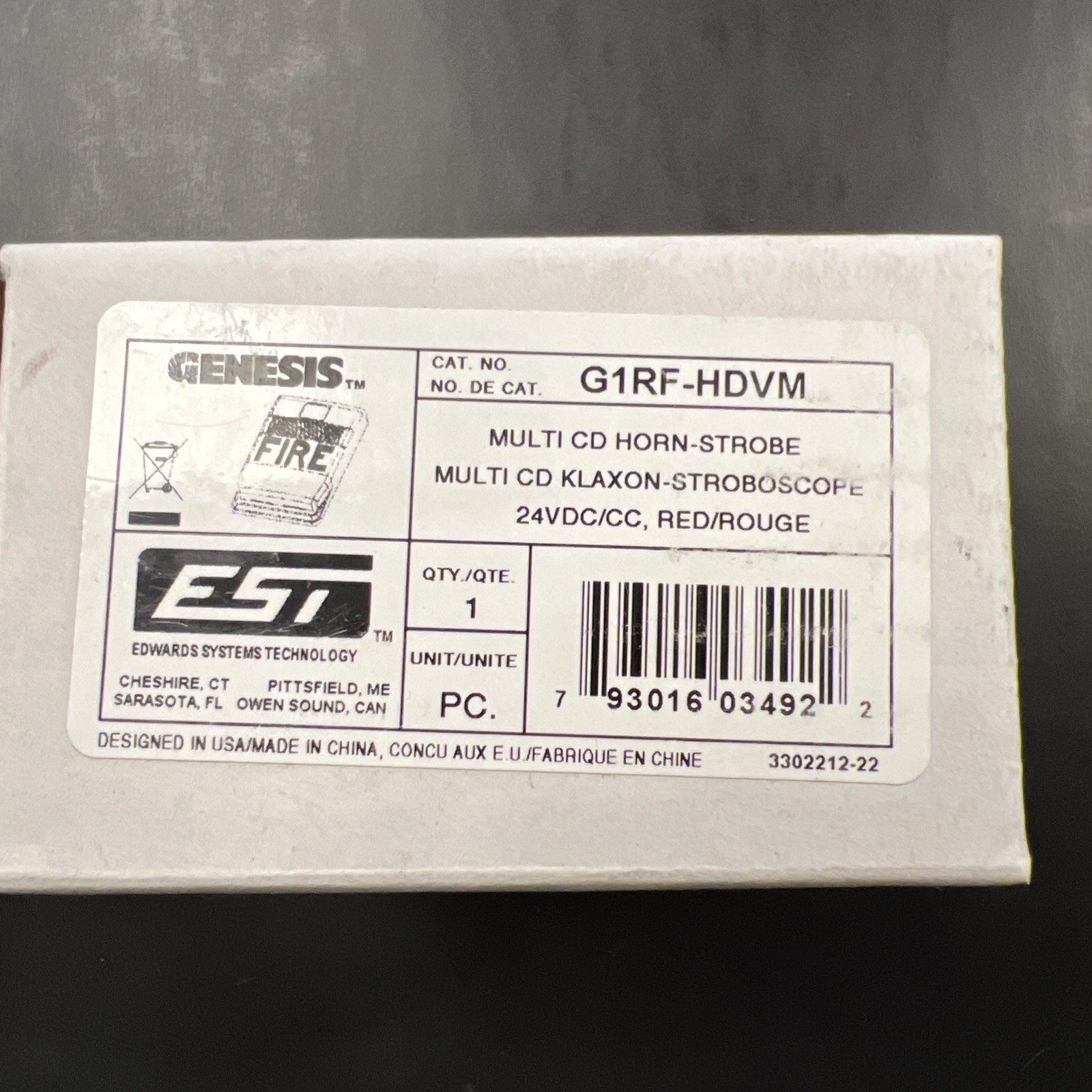 NEW EST G1RF-HDVM | MULTI CD HORN-STROBE FIRE ALARM | G1RFHDVM Fire Alarm Equip.