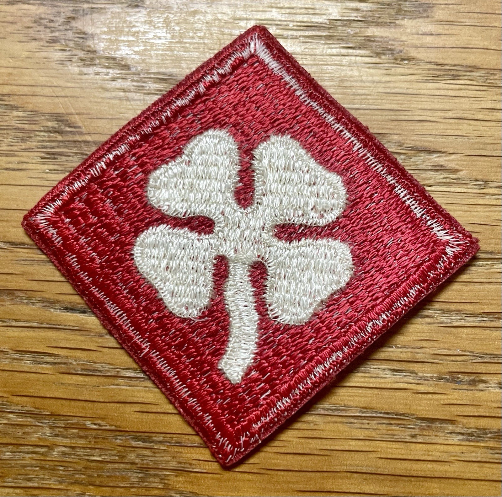 ORIGINAL 1950’s/1960’s - US 4th ARMY PATCH FULLY EMBROIDERED with RED BASE
