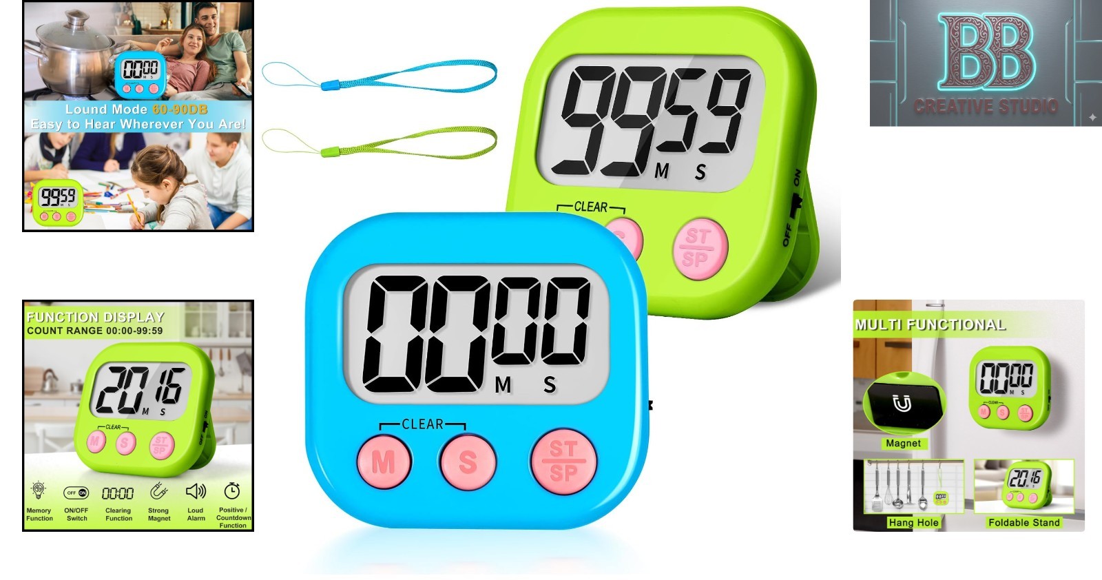 2 Pack Digital Classroom Timers for Kids - Easy to Use & Readable Large Screen