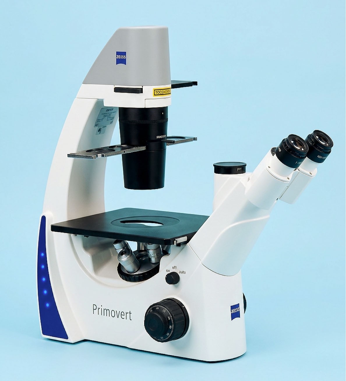 Zeiss Primovert Inverted & Phase Contrast Microscope w/Video port