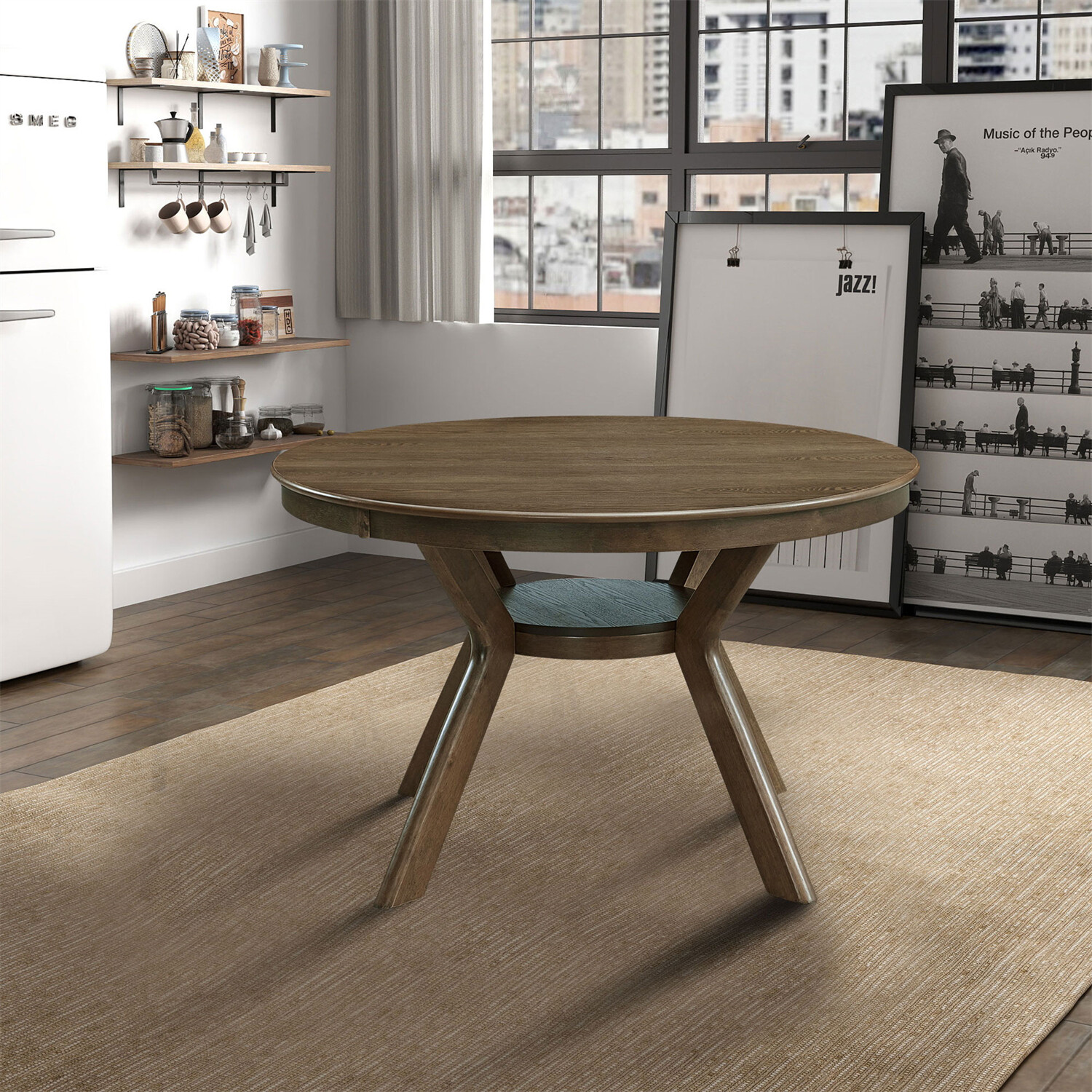 Farmhouse Dining Table Round Table Wood Table Kitchen Table For 4-6 Person New