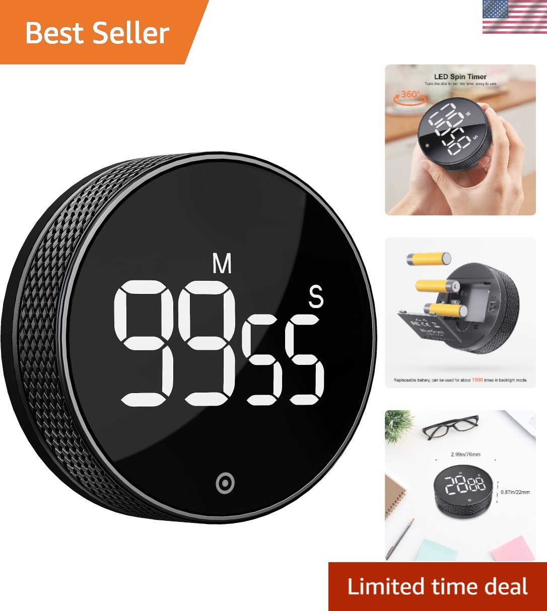 Kitchen Timer with LED Digital Display Smart Efficana for Home Classroom Gym ...