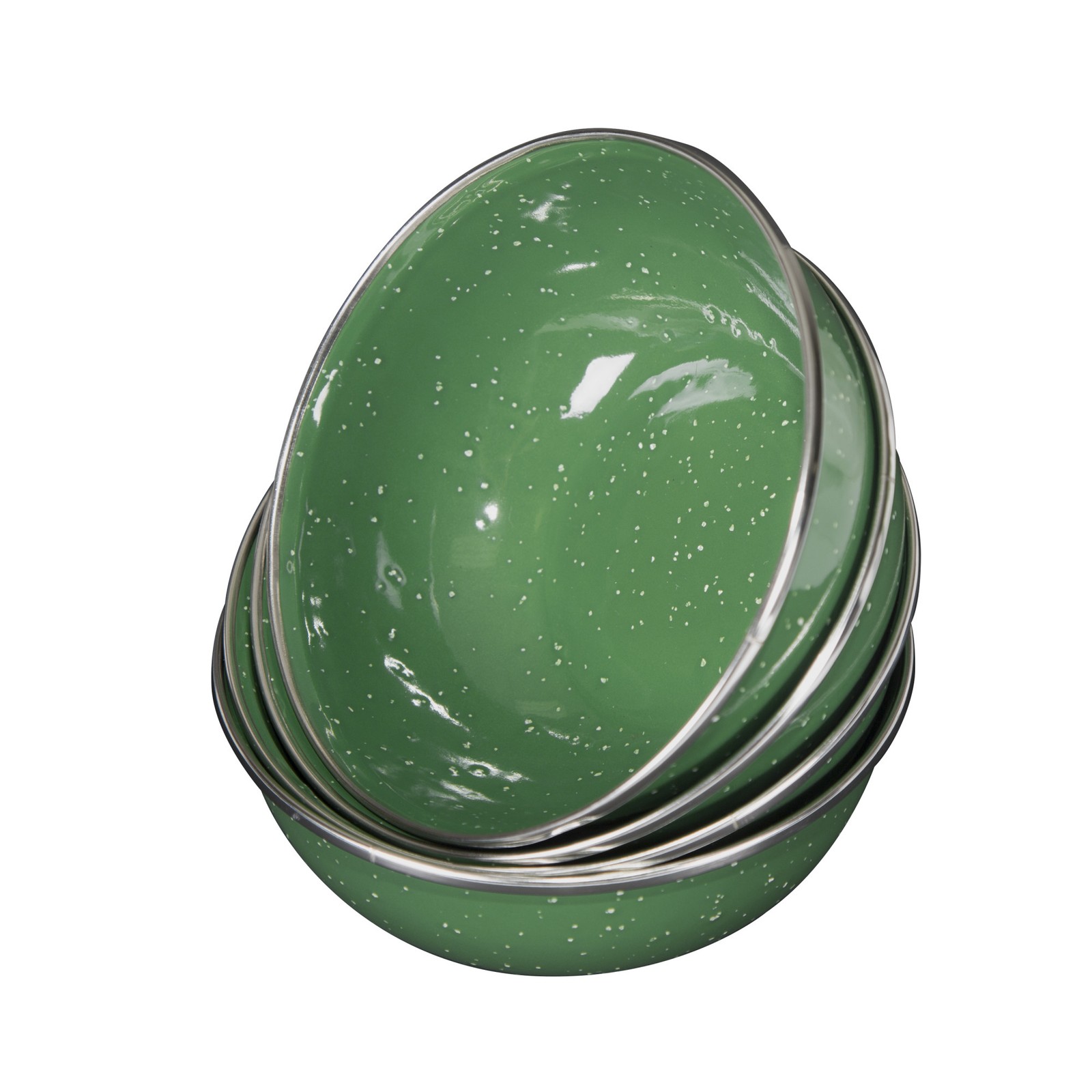 Stansport Deluxe 24-Piece Enamel Tableware Set - Green