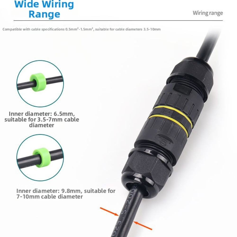 Compact IP68 Junction Box 3 Pin Waterproof Electrical Connector for Wiring