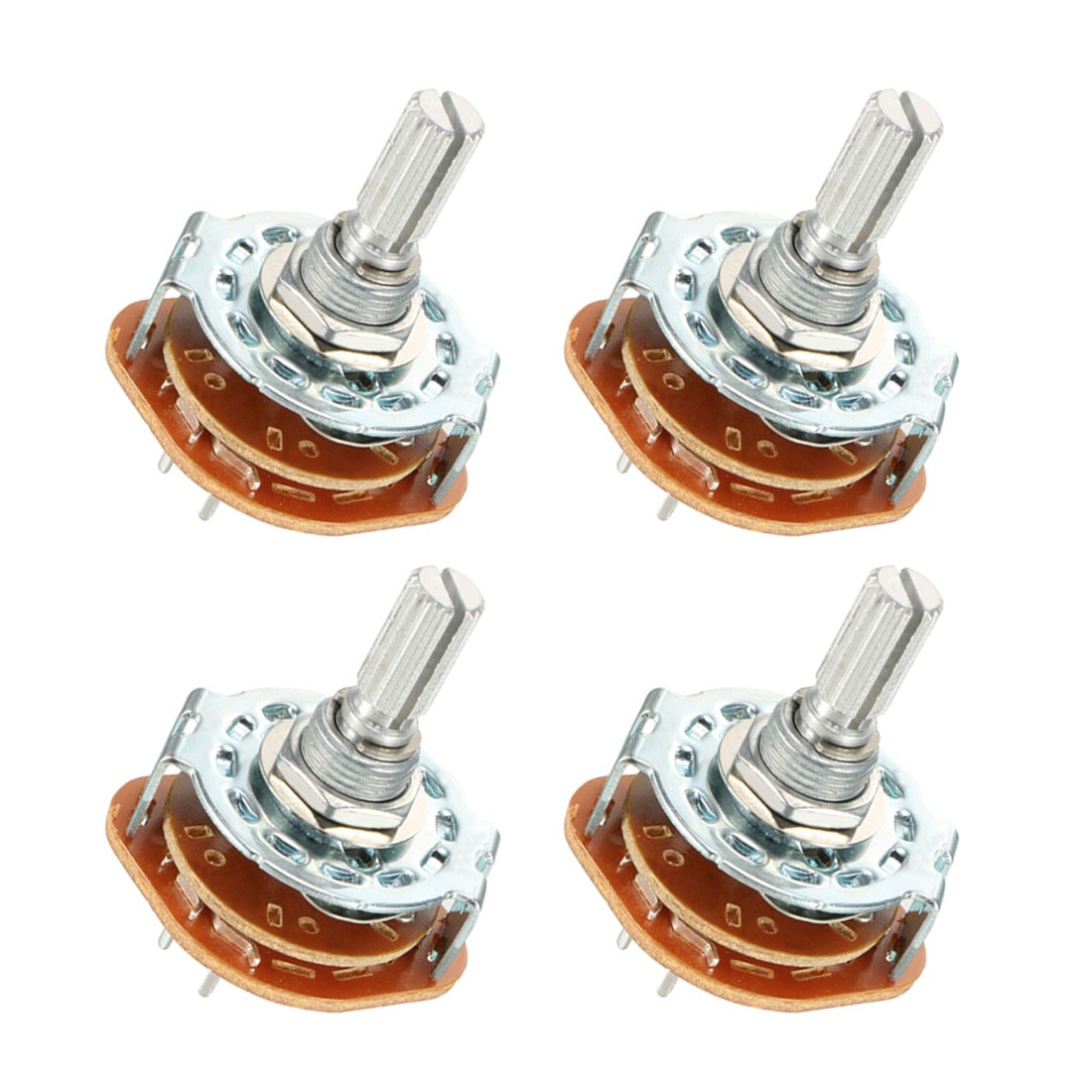 2PCS 2P4T 2 Pole 4 Position Band Channel Rotary Switch Selector Single Deck