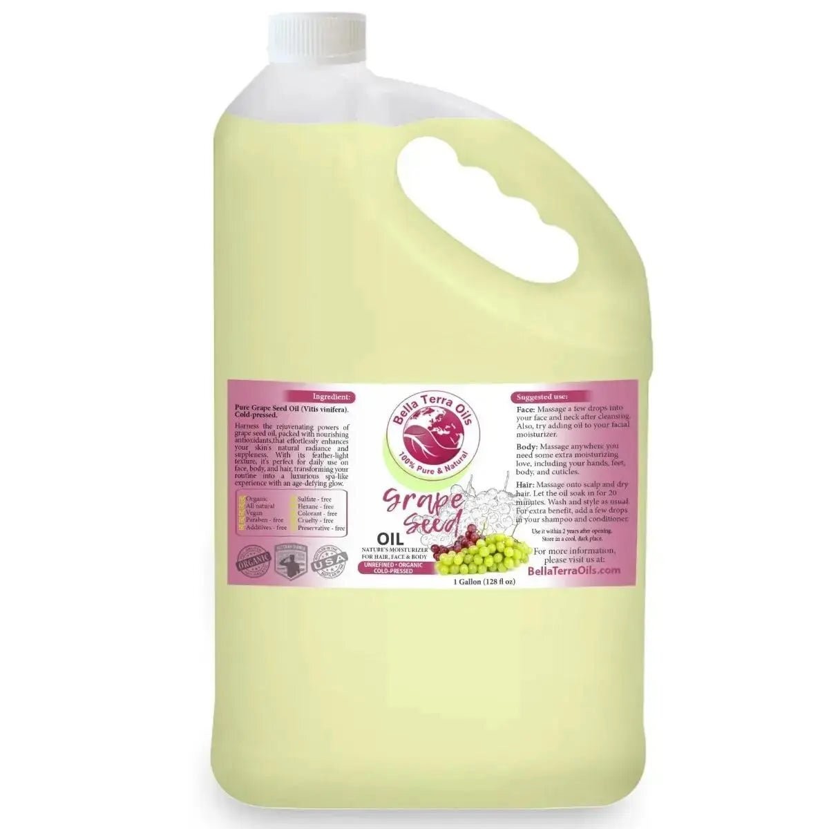 Cold-Pressed Grape Seed Oil 100% Pure Skin Hair Massage Moisturizer Carrier