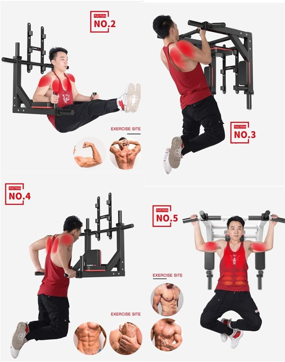 Pull Up Bar Wall Mount Dip Station 800 Lbs