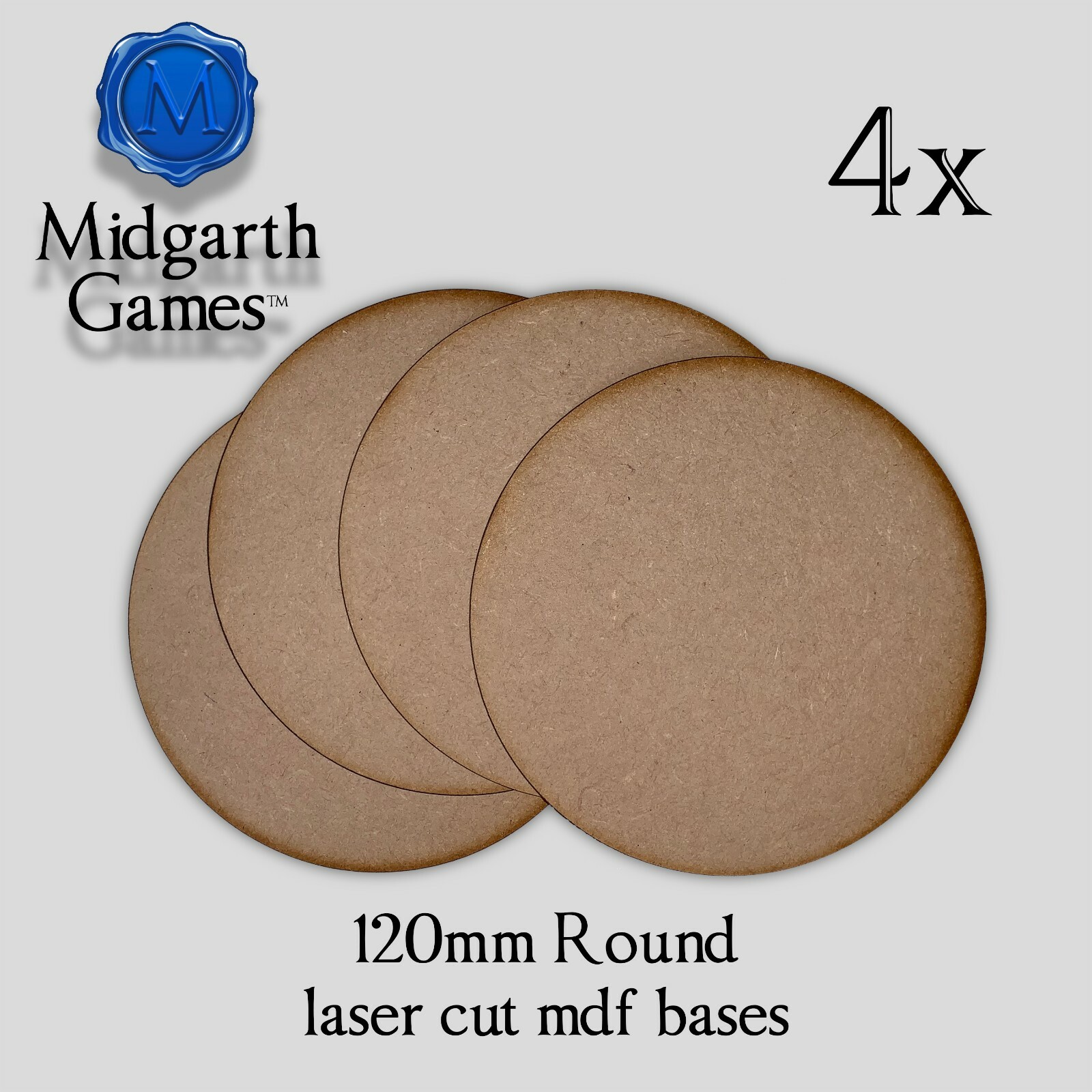 4x 120mm Round MDF Bases Miniature Warhammer AoS 40K FREE SHIPPING US SELLER
