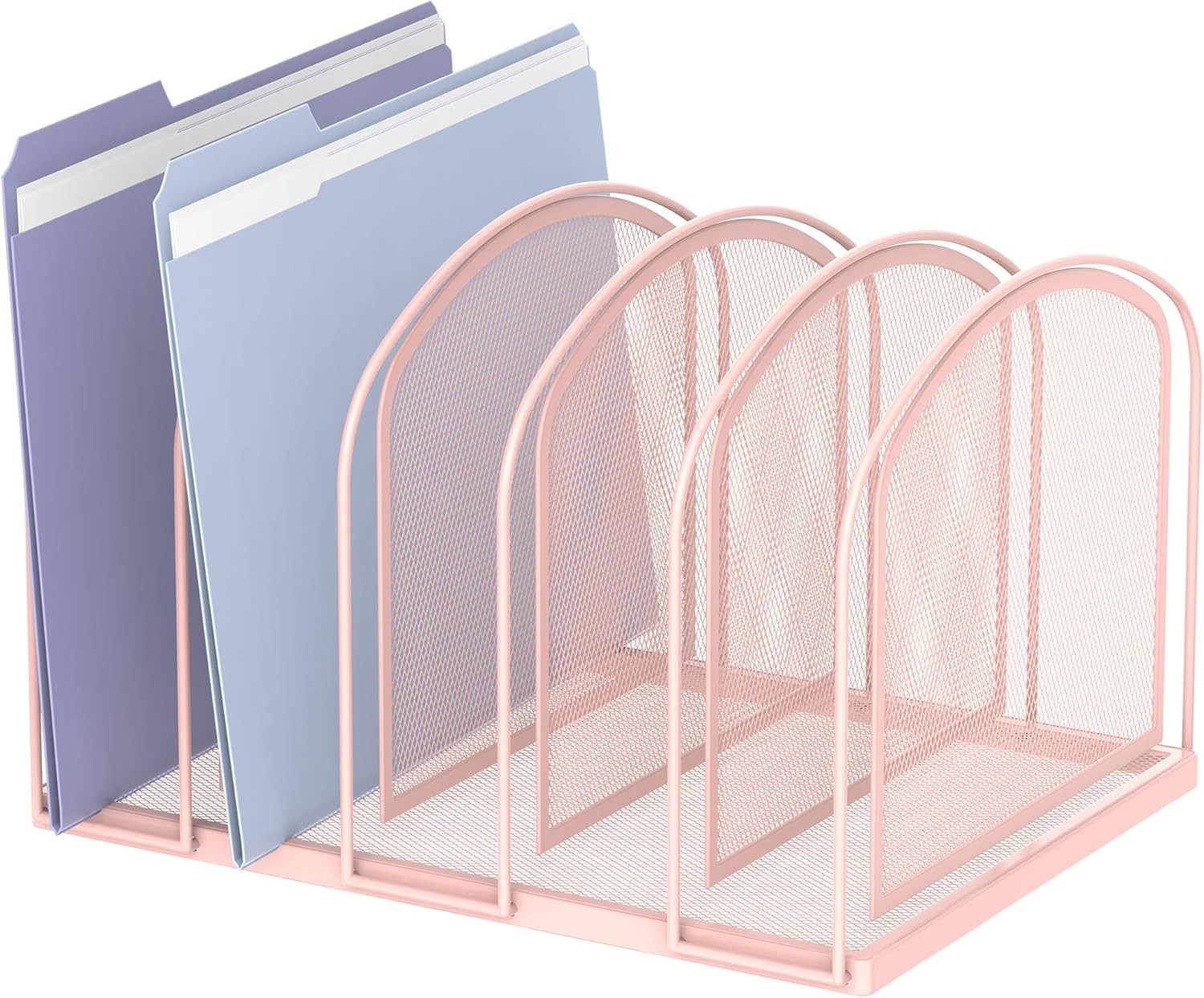5 Section Pink Mesh Desk File Sorter