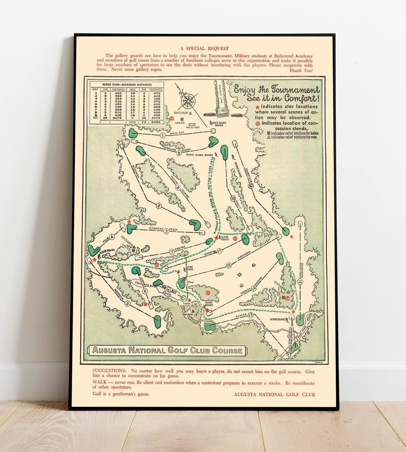 Augusta National Golf Club Map - Rare Masters History Print