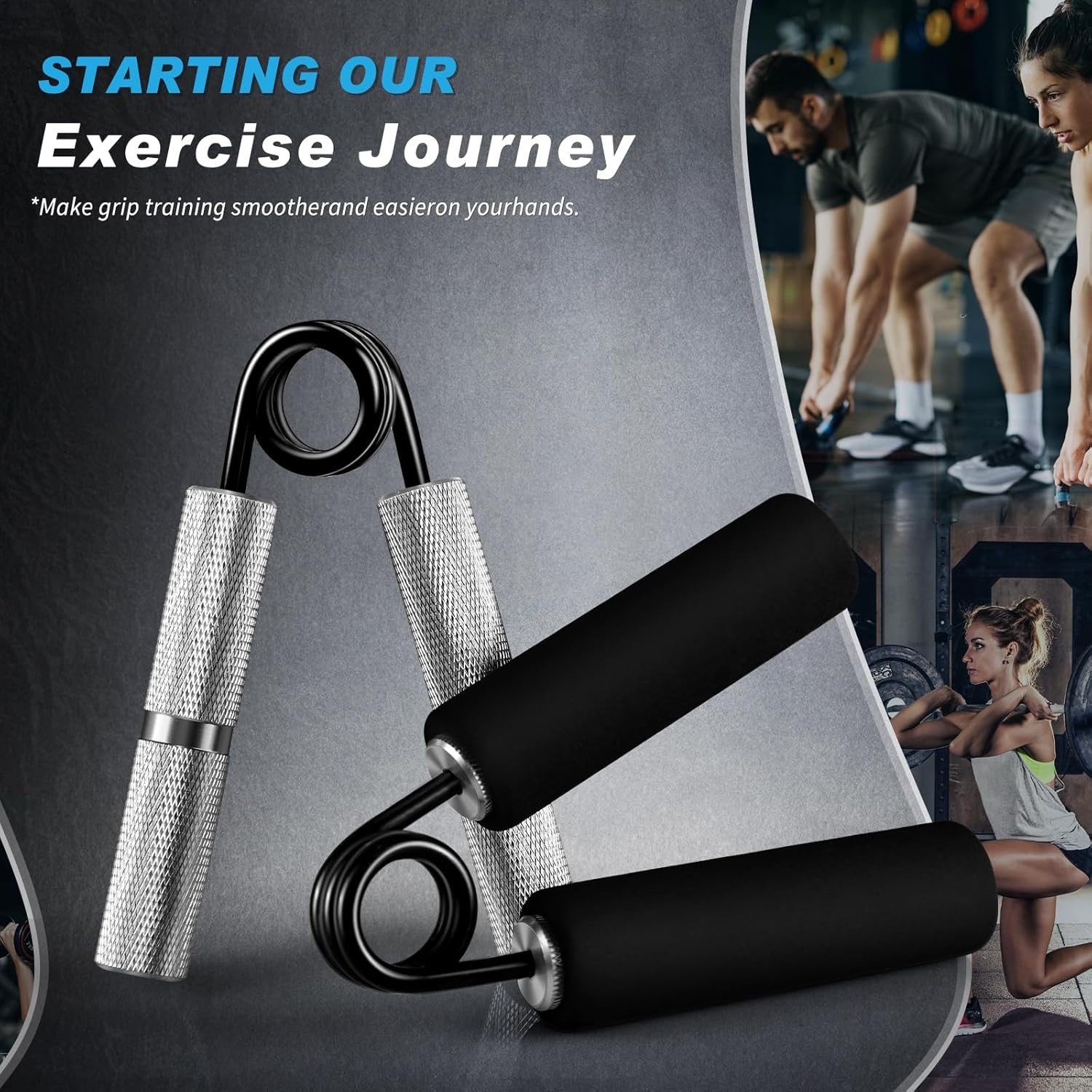 4Pcs Hand Gripper Strengthener Set 50LB-300LB, Grip Strength Trainer for Muscle