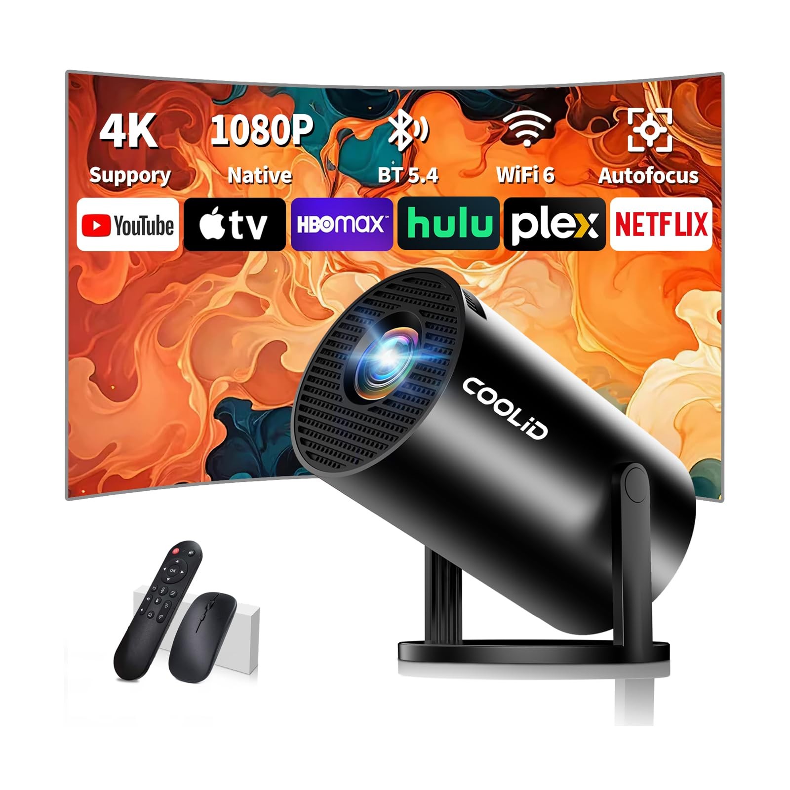 Mini Projector, Support 4K 1080P Portable Projector with Bidirectional WIFI6 5G