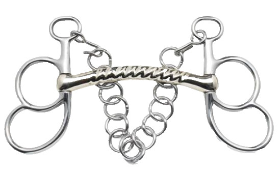 Twisted Mouth Pelham Bit with Curb Chain | Stainless Steel Horse Bit