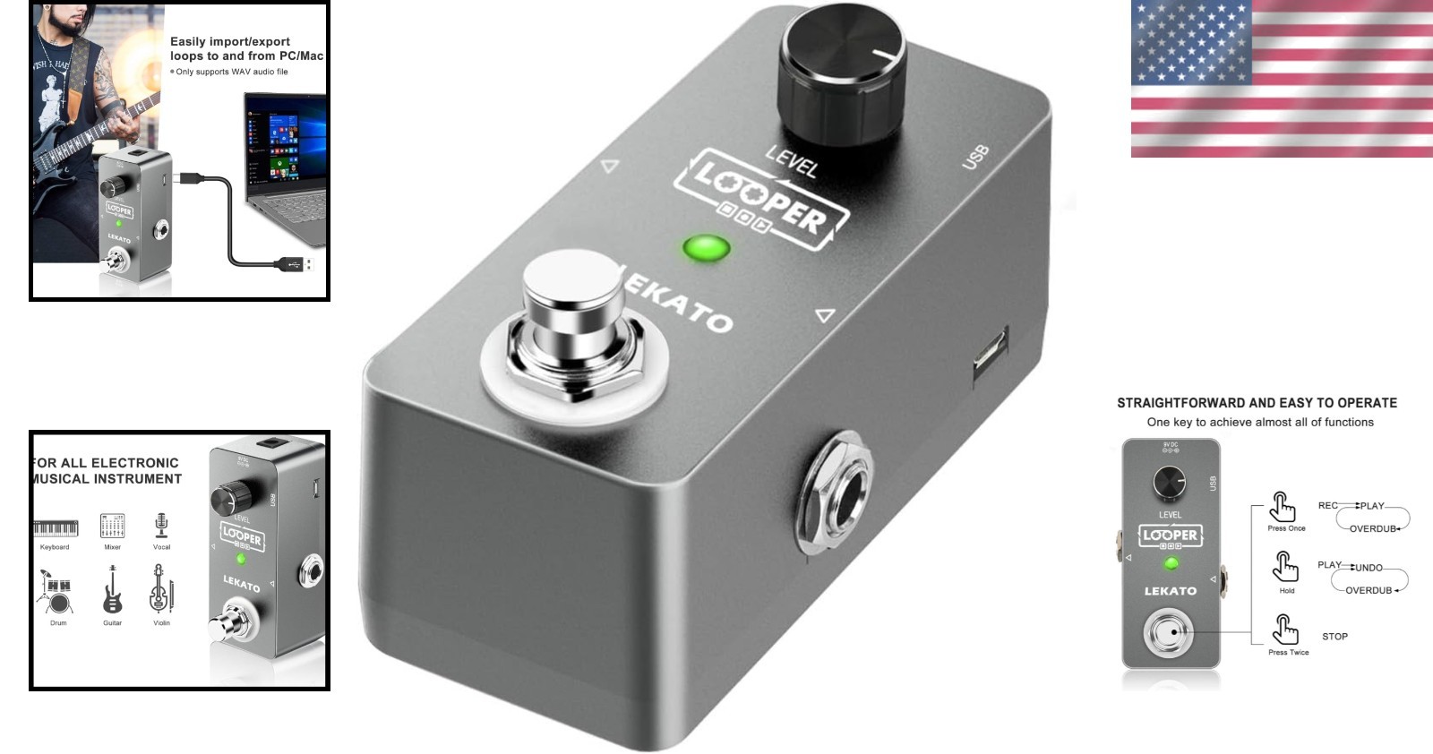 Portable Mini Looper Pedal USB Connectivity