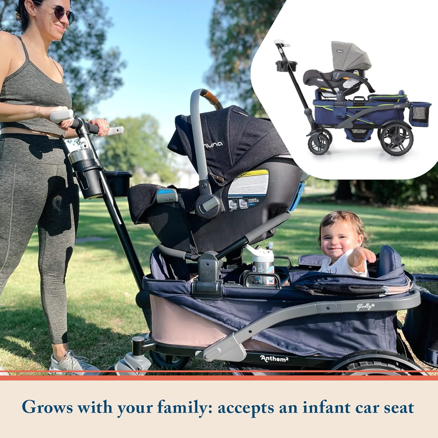 Anthem4 Quad All-Terrain Wagon Stroller with Easy Push and Pull, Removable XL Ca