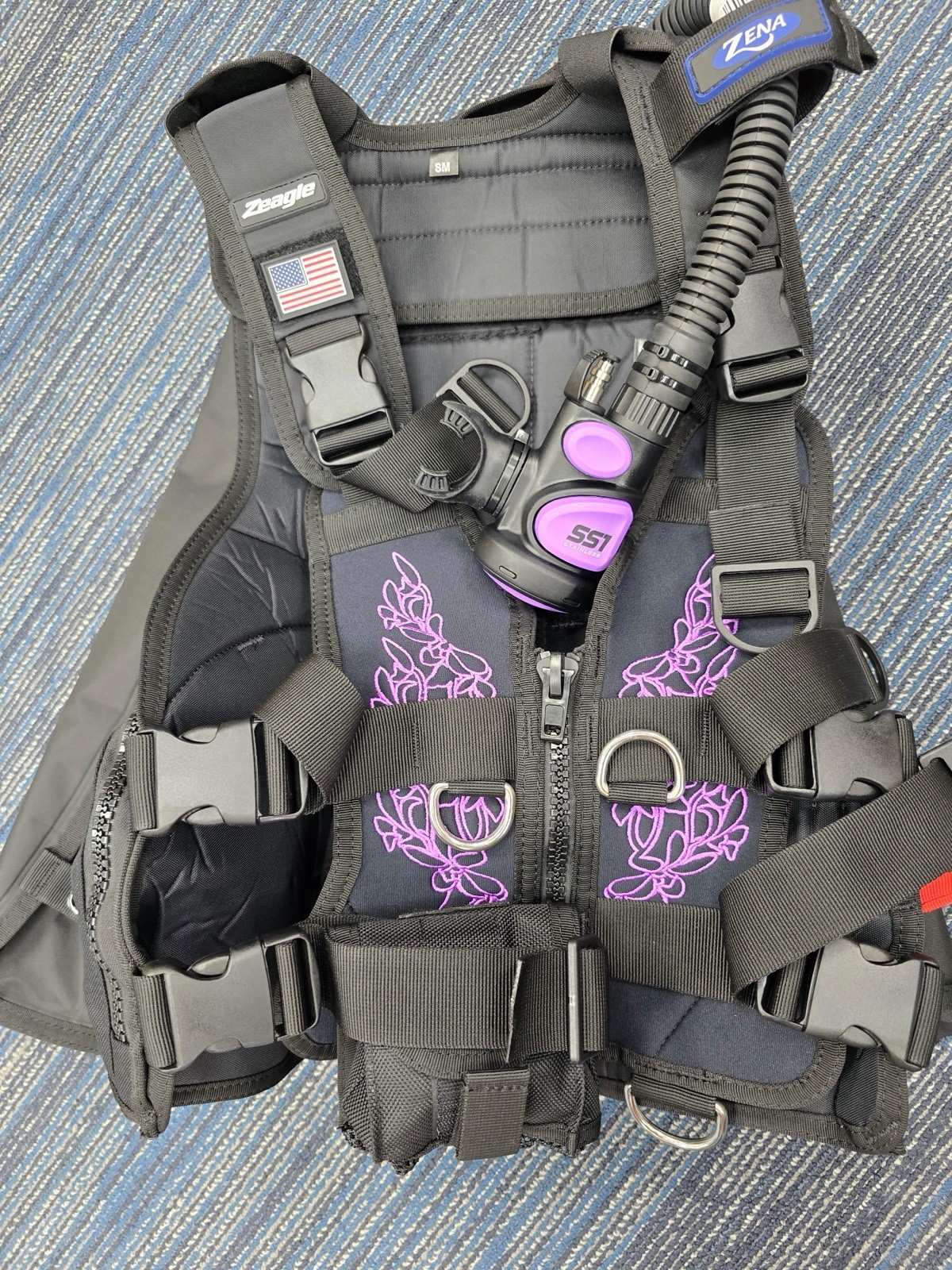 Zeagle Zena Purple Embroidered XS BCD W/purple Stainless SS1 Octo