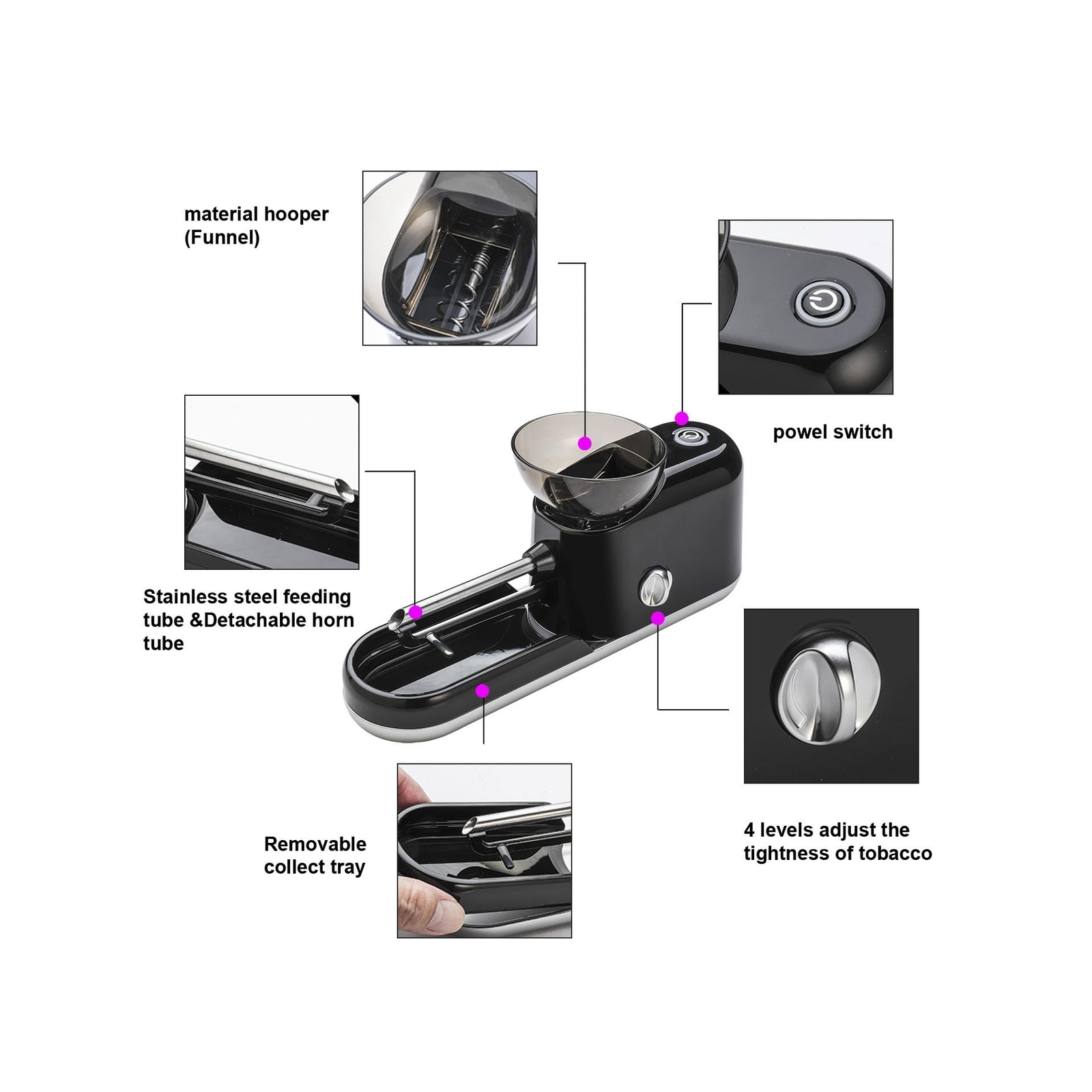 Electric Pre Roll Machine, Cones Rolling Machine for King Size,Electric Pre R...