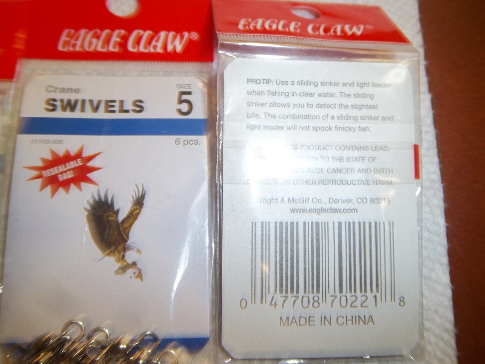 3-Eagle Claw 01103-005 Crome 6-Crane Swivels Size 5 (d-4467)