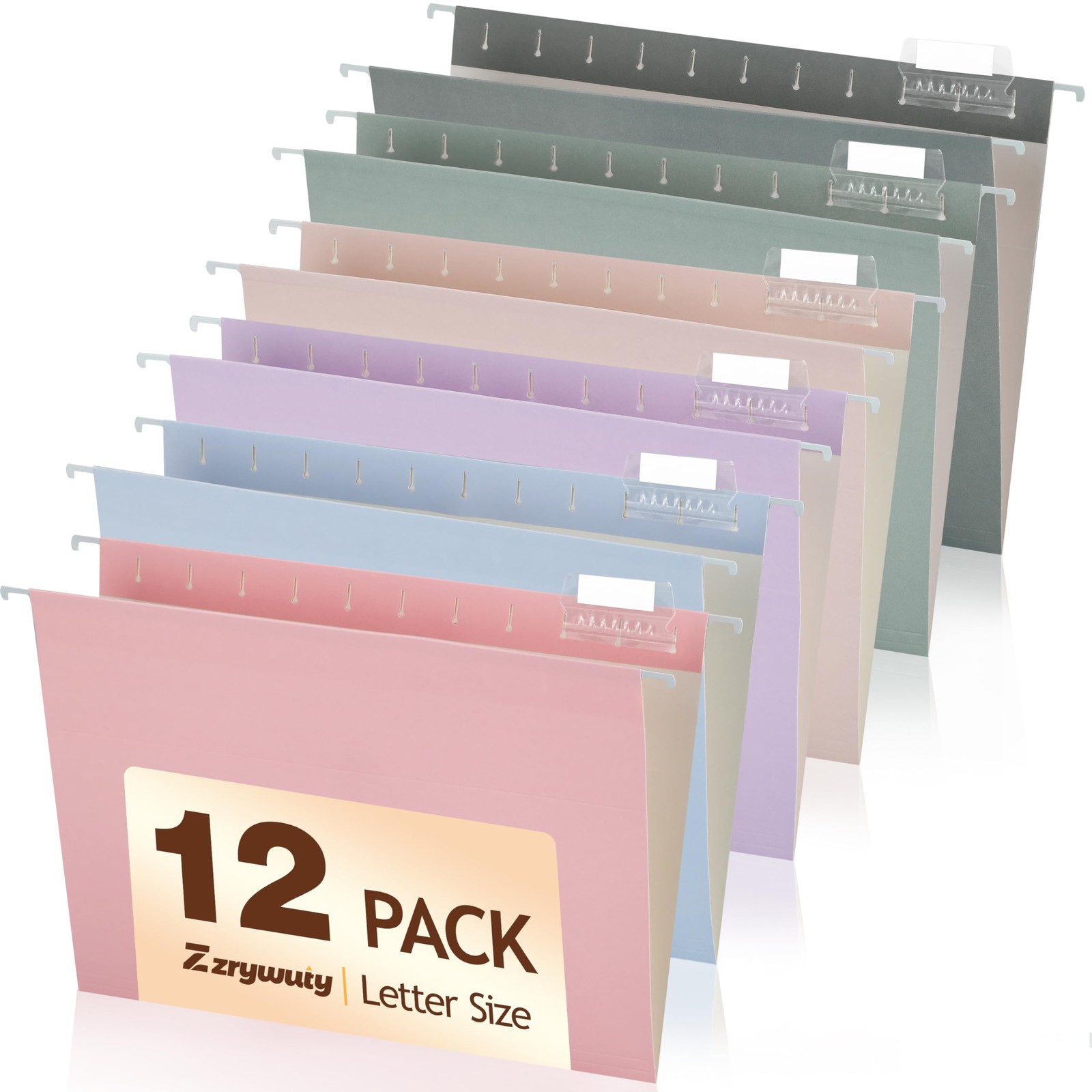 Zzrywuty Hanging File Folders Letter Size, 12-Pack Letter, 12pcs-pastel
